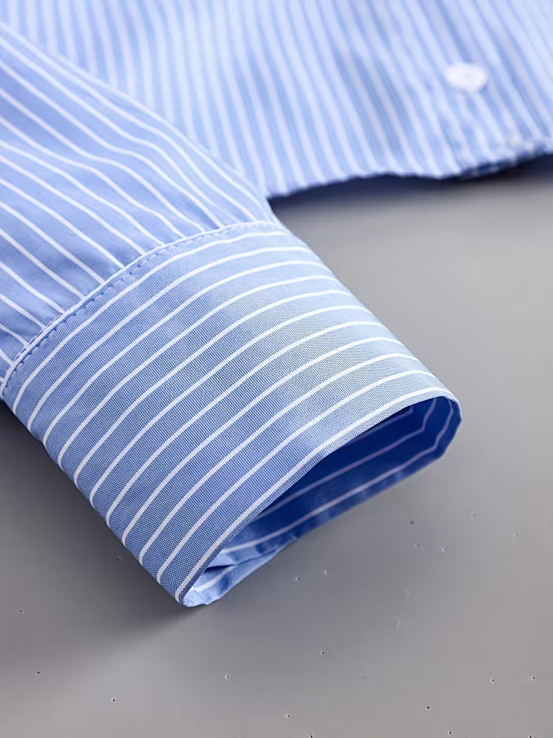Camisa Corta a Rayas 'París Urbano' con Espalda Abierta