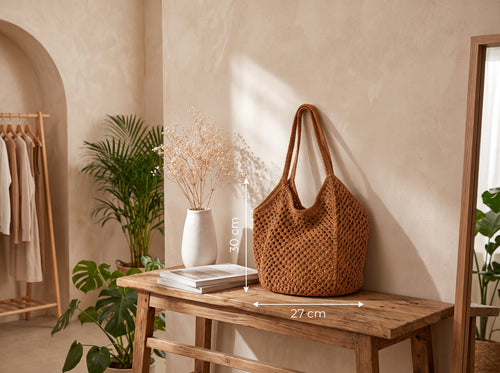 Bolso Tote Tierra Cálida - medidas 27x30 cm en ambiente natural
